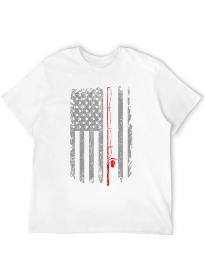 Camiseta Negra con Diseño de Bandera de Pesca Americana