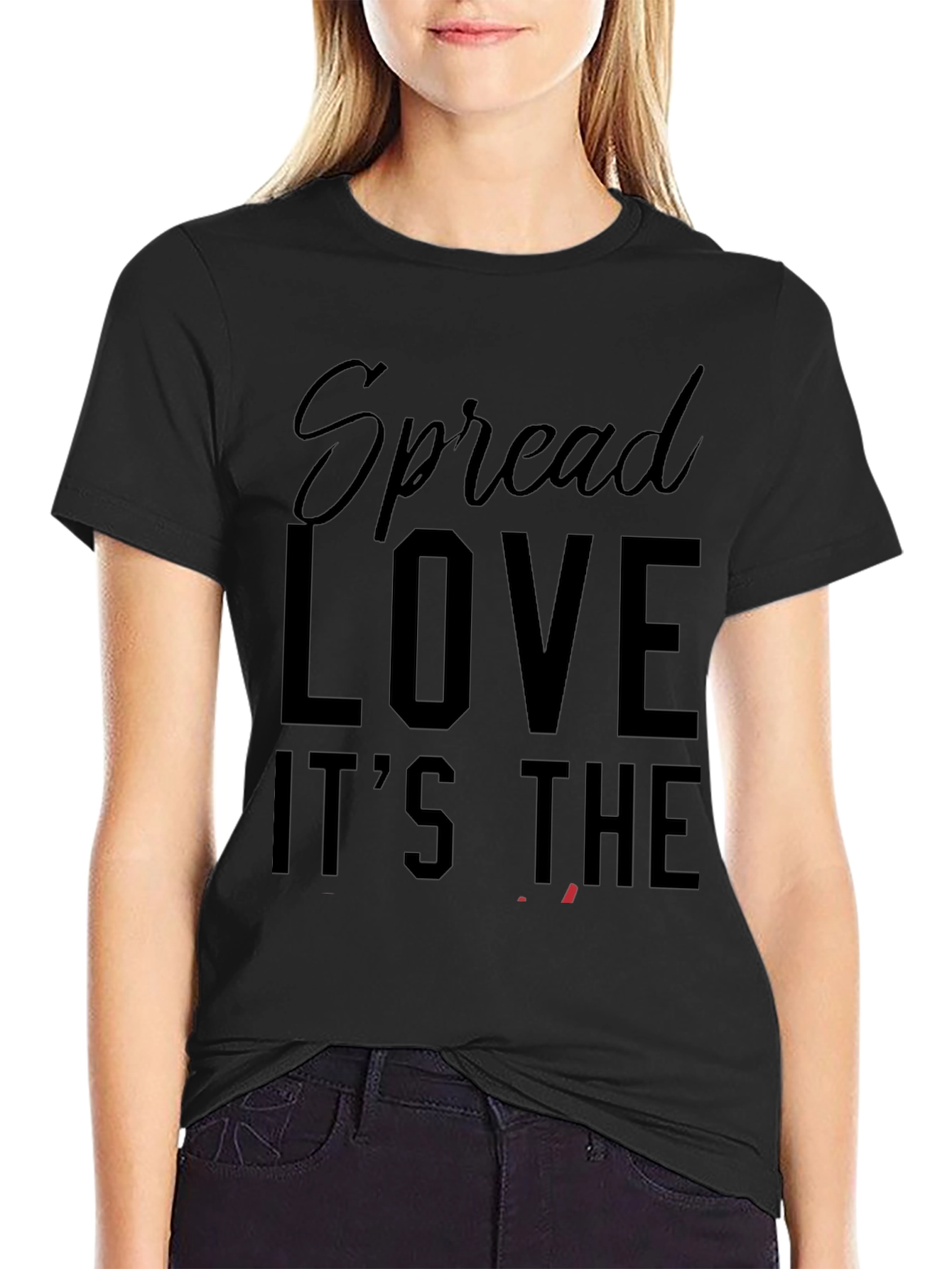 Camiseta Negra: Spread Love - Moda Casual Hombre