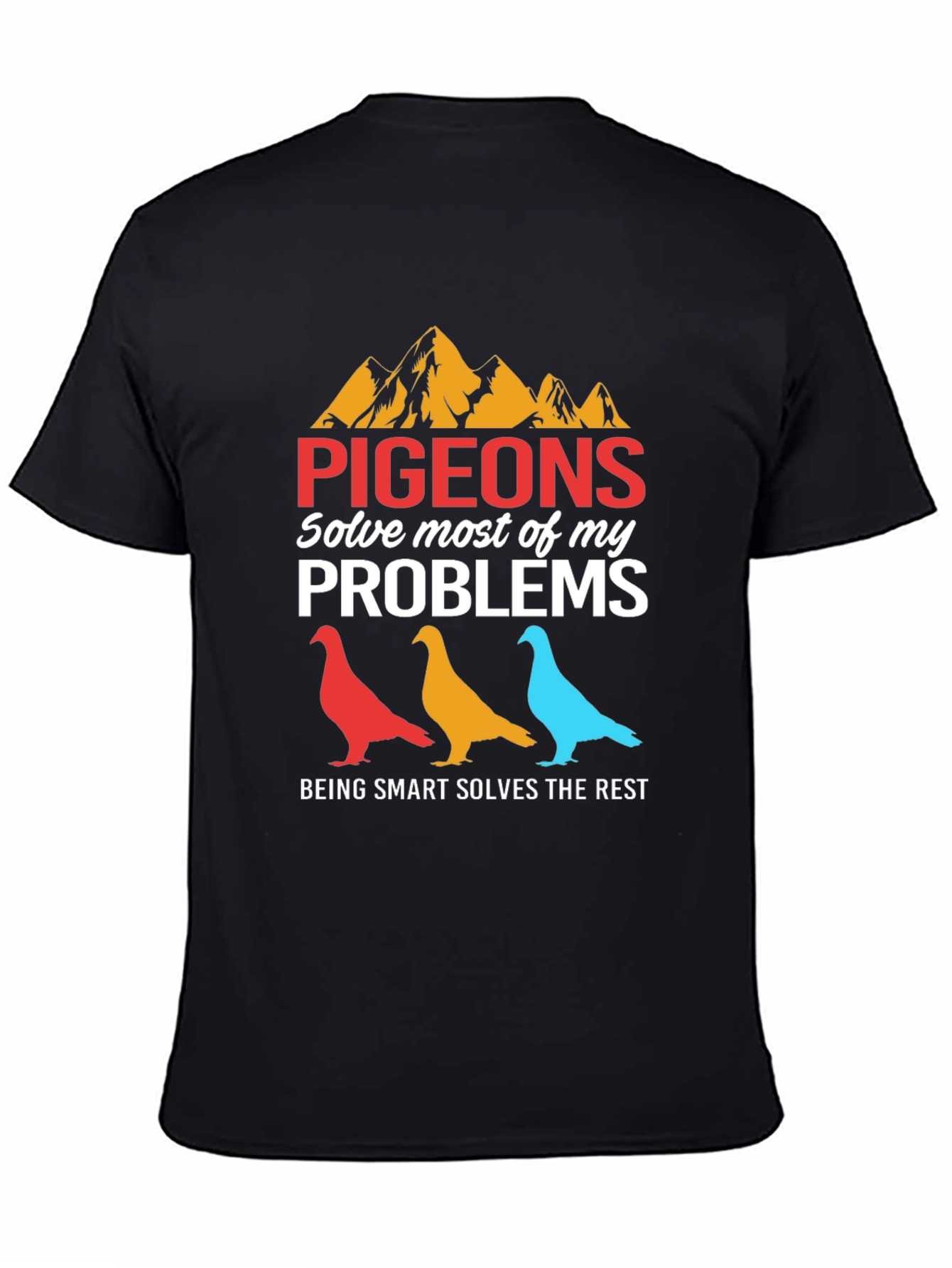 Camiseta Gráfica Pigeons Solve Problems Negra