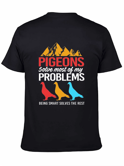 Camiseta Gráfica Pigeons Solve Problems Negra