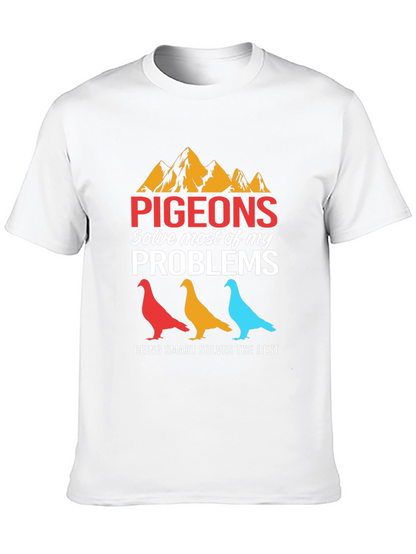 Camiseta Gráfica Pigeons Solve Problems Negra