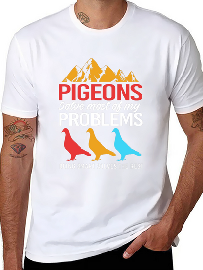 Camiseta Gráfica Pigeons Solve Problems Negra