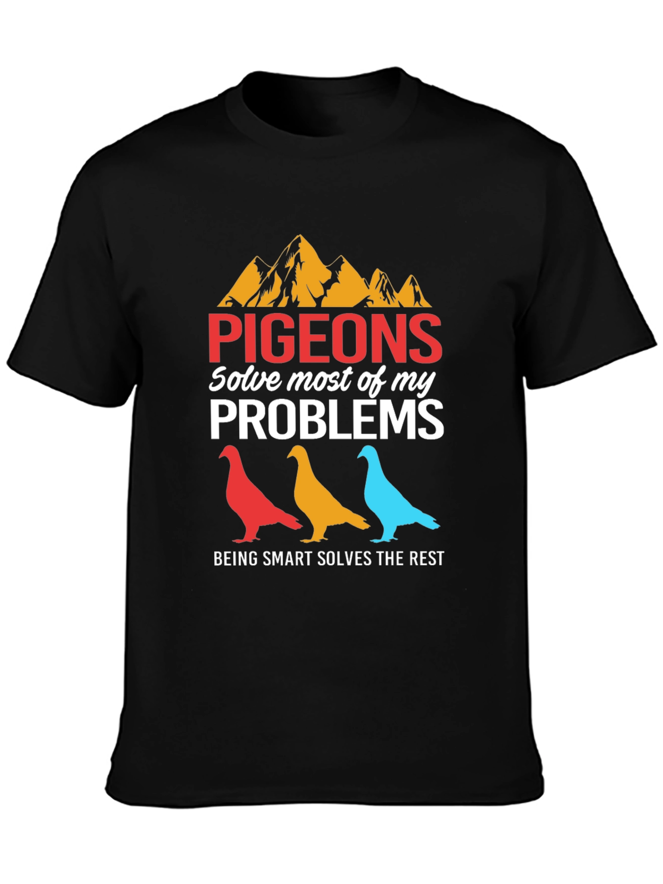 Camiseta Gráfica Pigeons Solve Problems Negra
