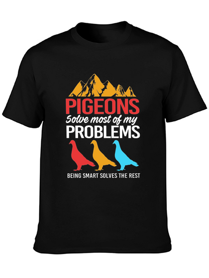 Camiseta Gráfica Pigeons Solve Problems Negra