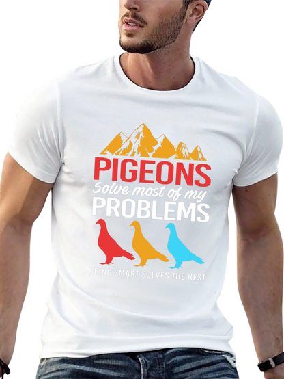 Camiseta Gráfica Pigeons Solve Problems Negra