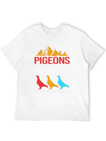 Camiseta Gráfica Pigeons Solve Problems Negra