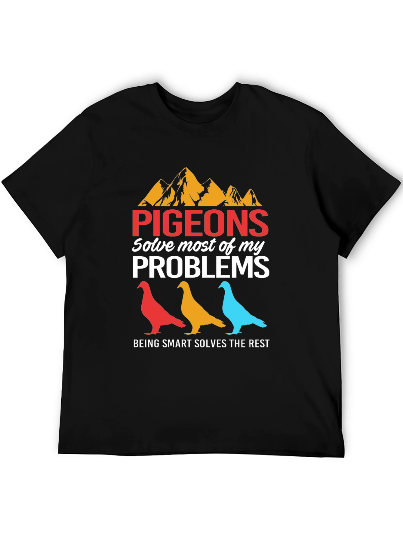 Camiseta Gráfica Pigeons Solve Problems Negra