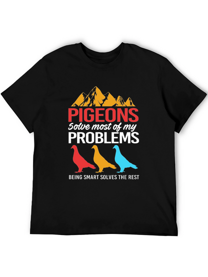 Camiseta Gráfica Pigeons Solve Problems Negra