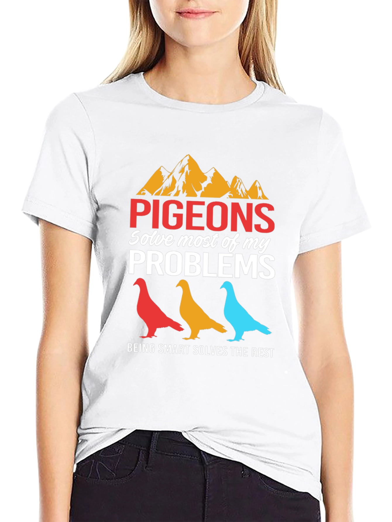 Camiseta Gráfica Pigeons Solve Problems Negra