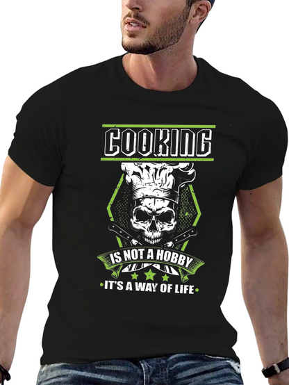 Camiseta Negra de Cocinero con Diseño de Calavera