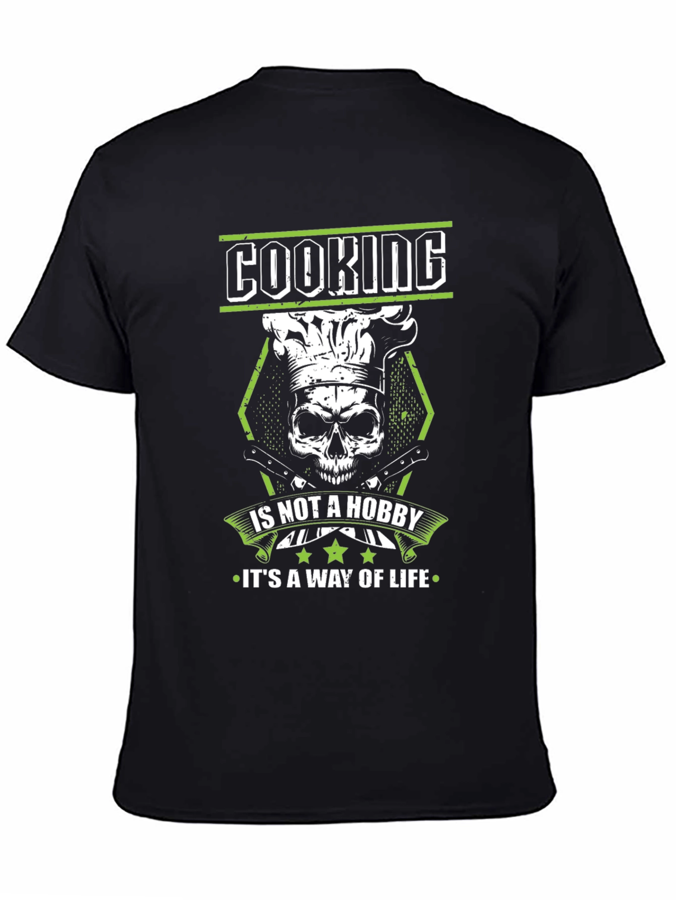 Camiseta Negra de Cocinero con Diseño de Calavera