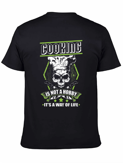 Camiseta Negra de Cocinero con Diseño de Calavera