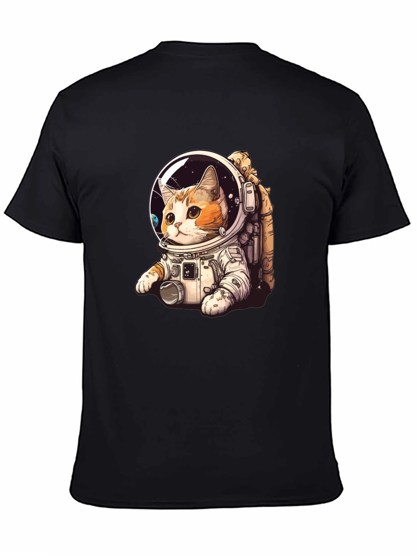 Camiseta Negra con Gato Astronauta