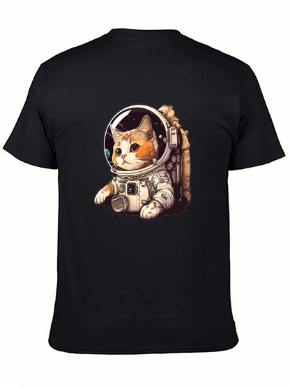 Camiseta Negra con Gato Astronauta