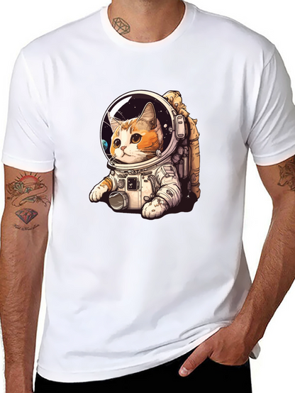 Camiseta Negra con Gato Astronauta