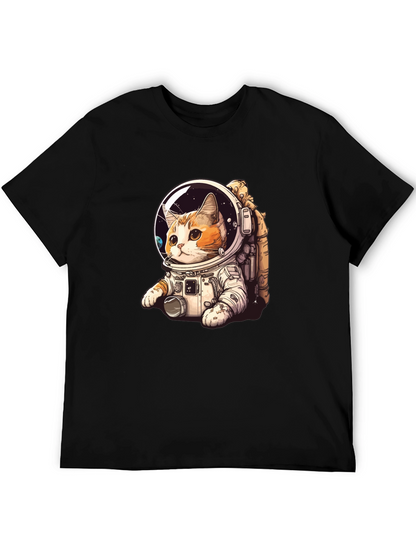 Camiseta Negra con Gato Astronauta