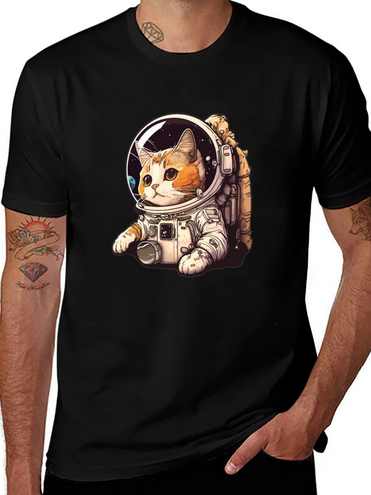 Camiseta Negra con Gato Astronauta