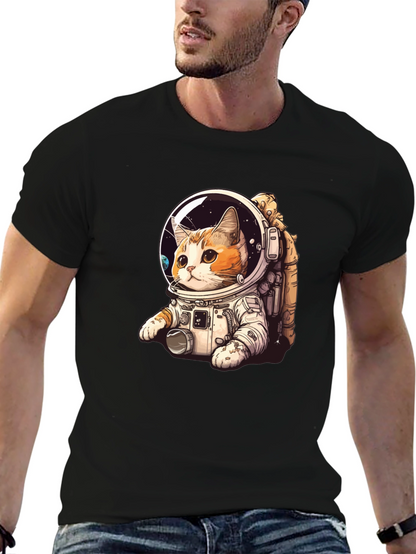 Camiseta Negra con Gato Astronauta