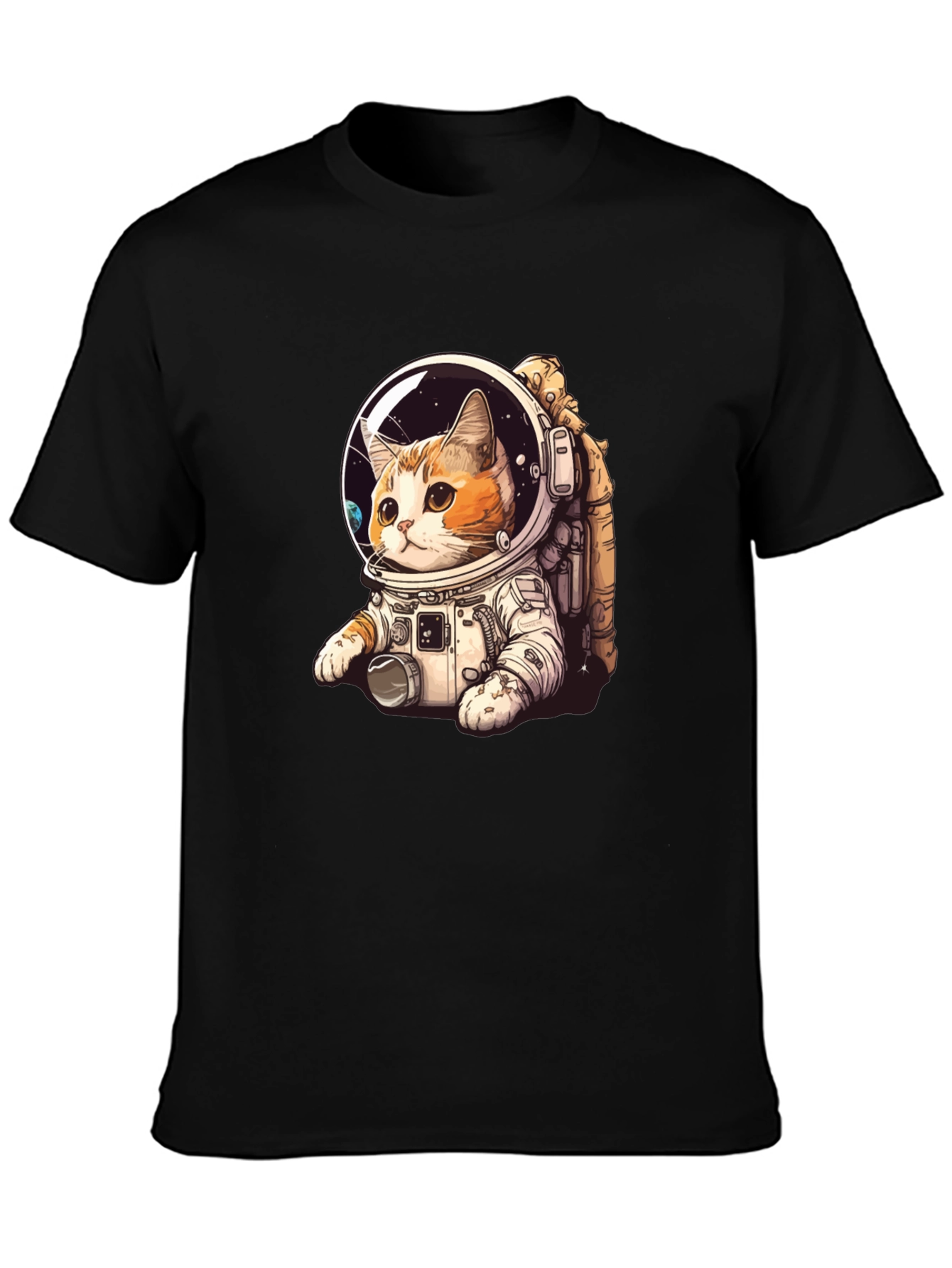 Camiseta Negra con Gato Astronauta