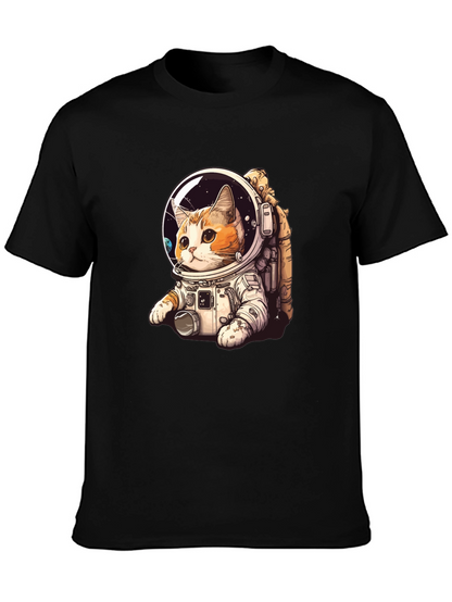 Camiseta Negra con Gato Astronauta