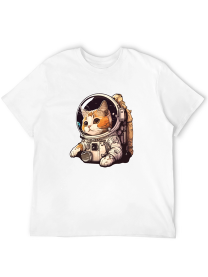 Camiseta Negra con Gato Astronauta