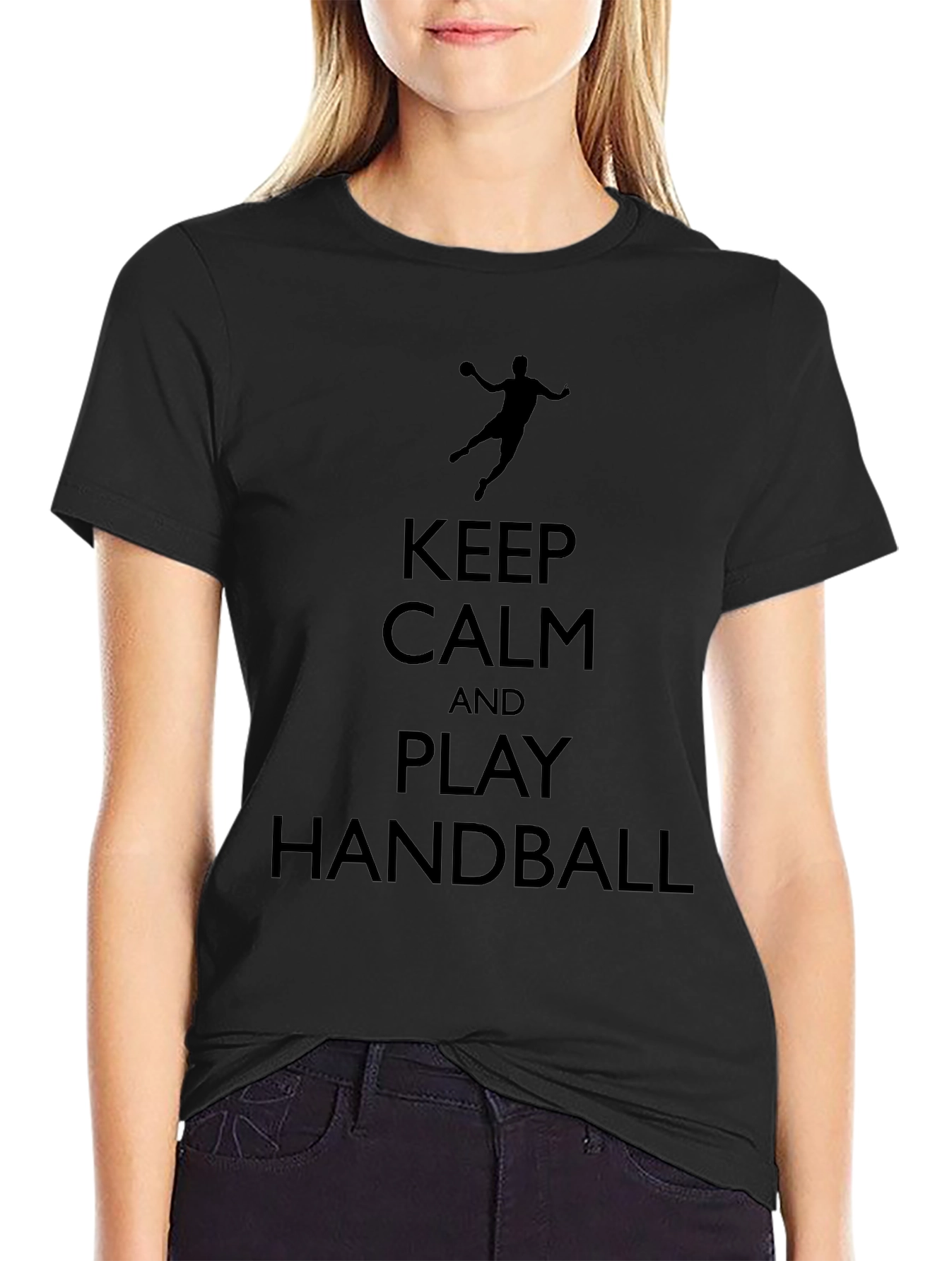 Camiseta Negra Keep Calm And Play Handball
