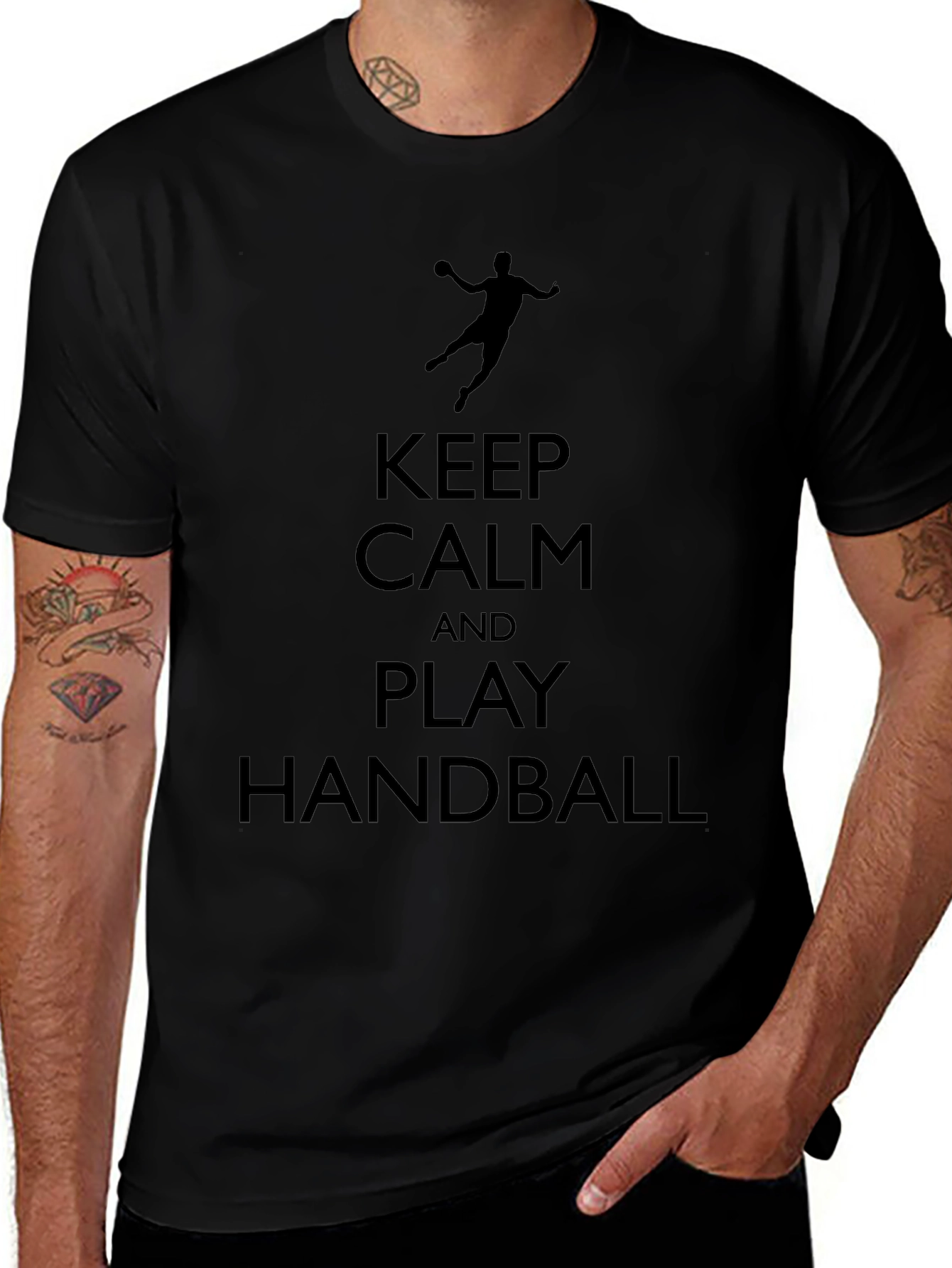 Camiseta Negra Keep Calm And Play Handball