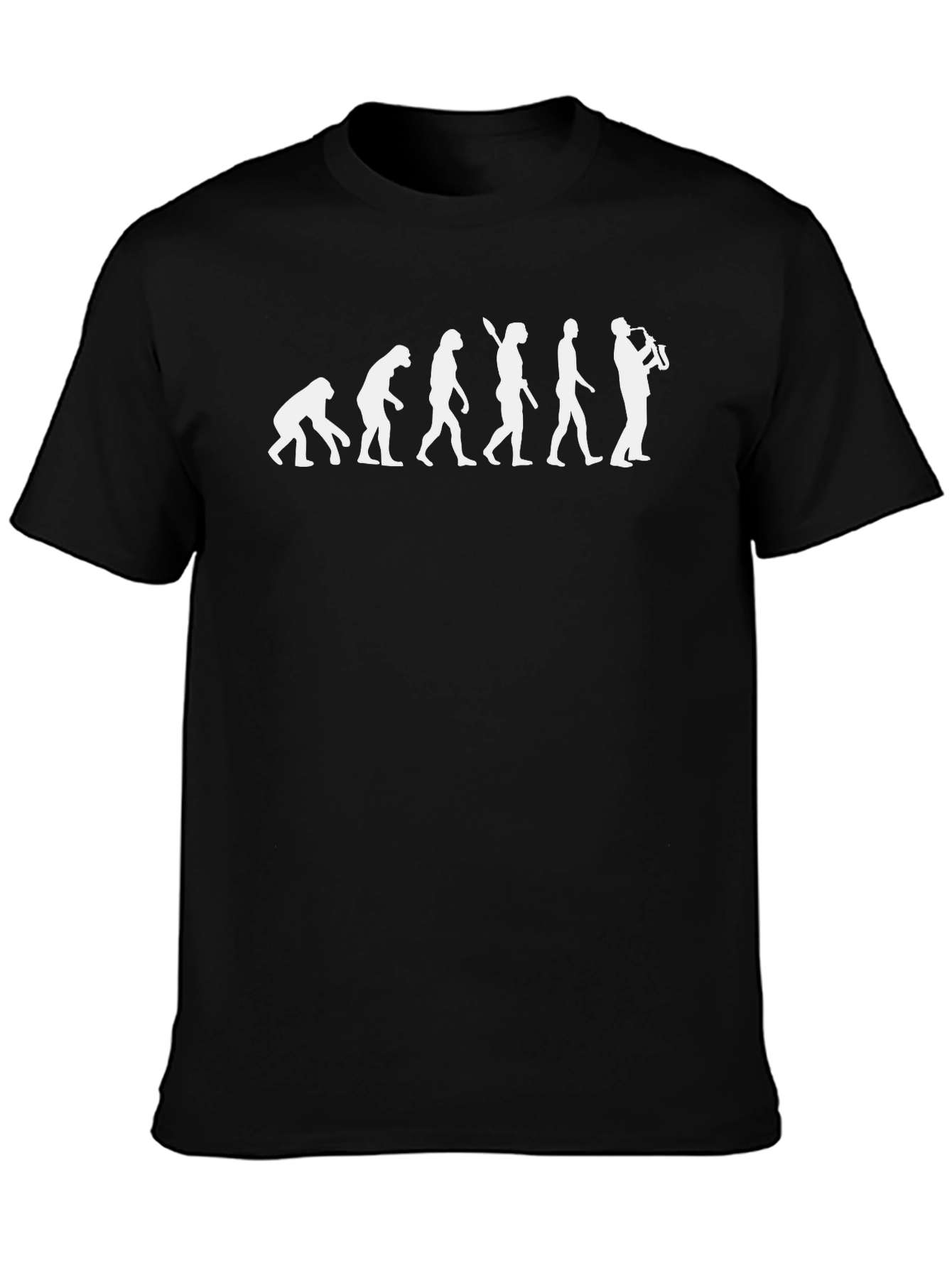 Camiseta Negra Evolución del Hombre Saxofonista