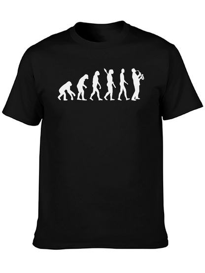 Camiseta Negra Evolución del Hombre Saxofonista