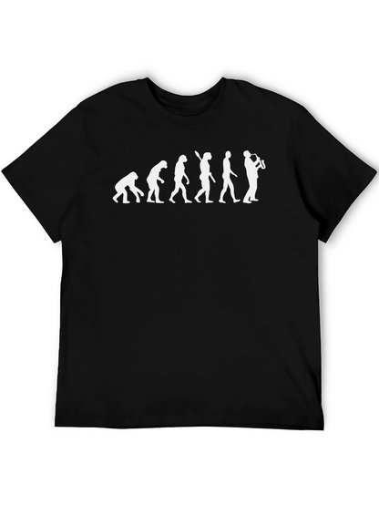 Camiseta Negra Evolución del Hombre Saxofonista