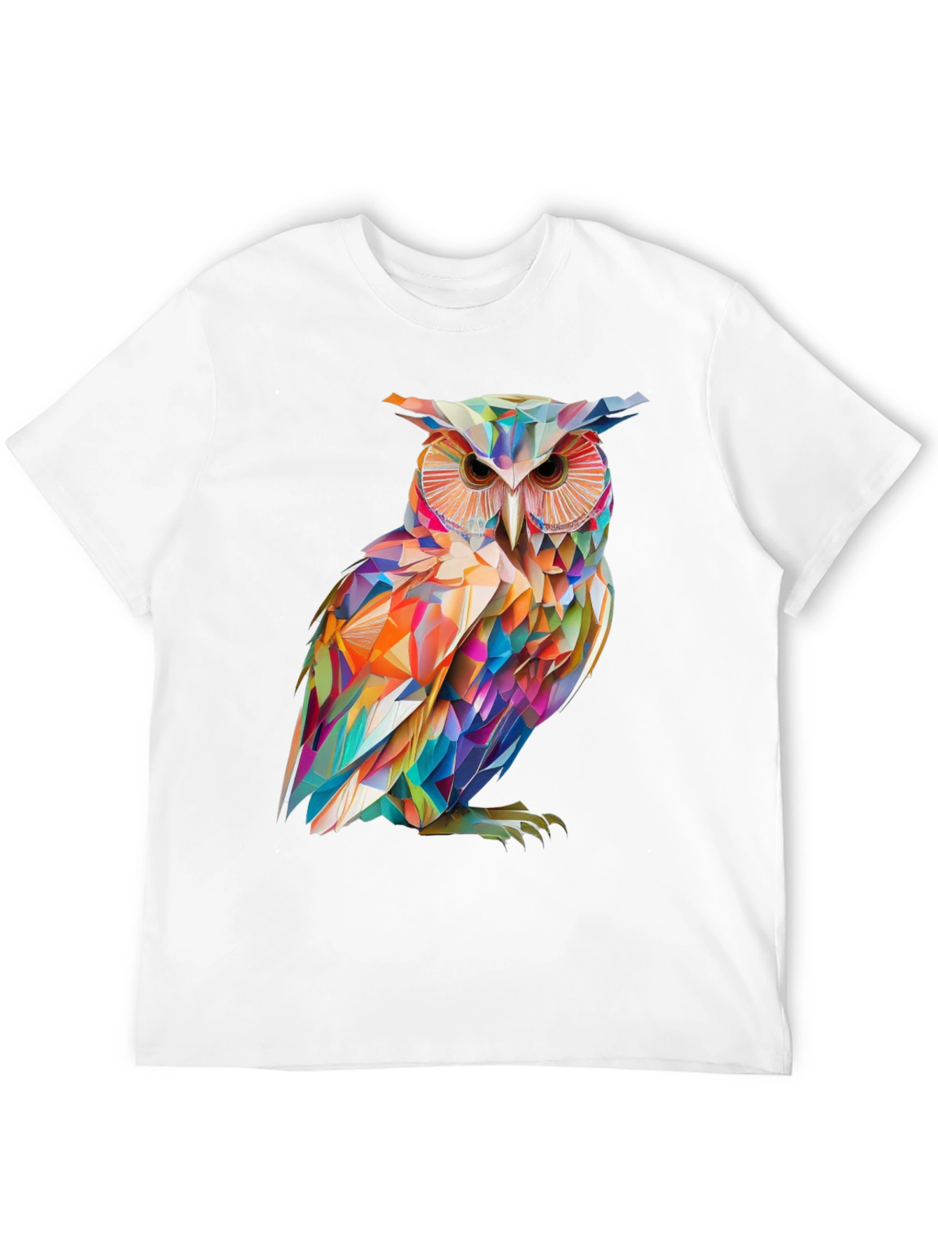 Camiseta Negra con Búho Geométrico Abstracto