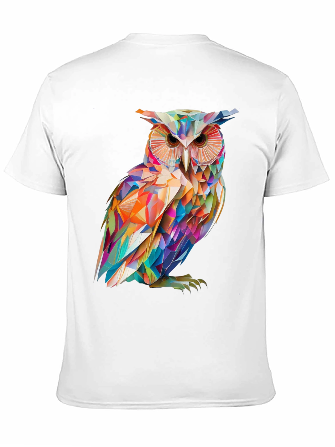 Camiseta Negra con Búho Geométrico Abstracto