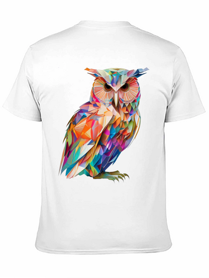 Camiseta Negra con Búho Geométrico Abstracto