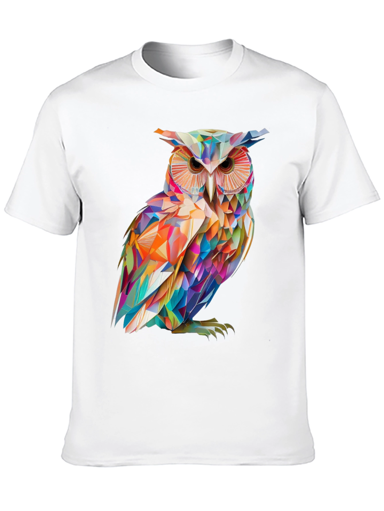 Camiseta Negra con Búho Geométrico Abstracto