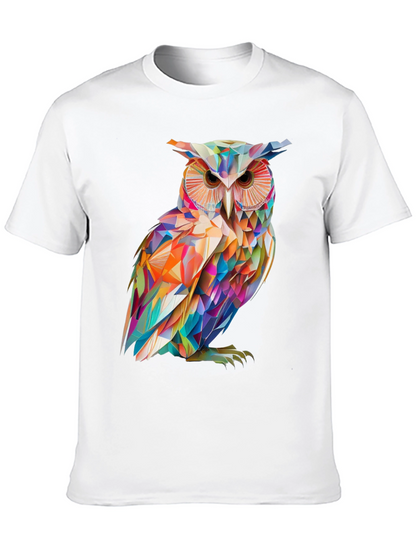 Camiseta Negra con Búho Geométrico Abstracto