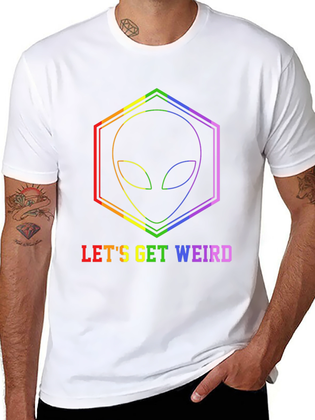 Camiseta Negra Alienígena LGBTQ Lets Get Weird