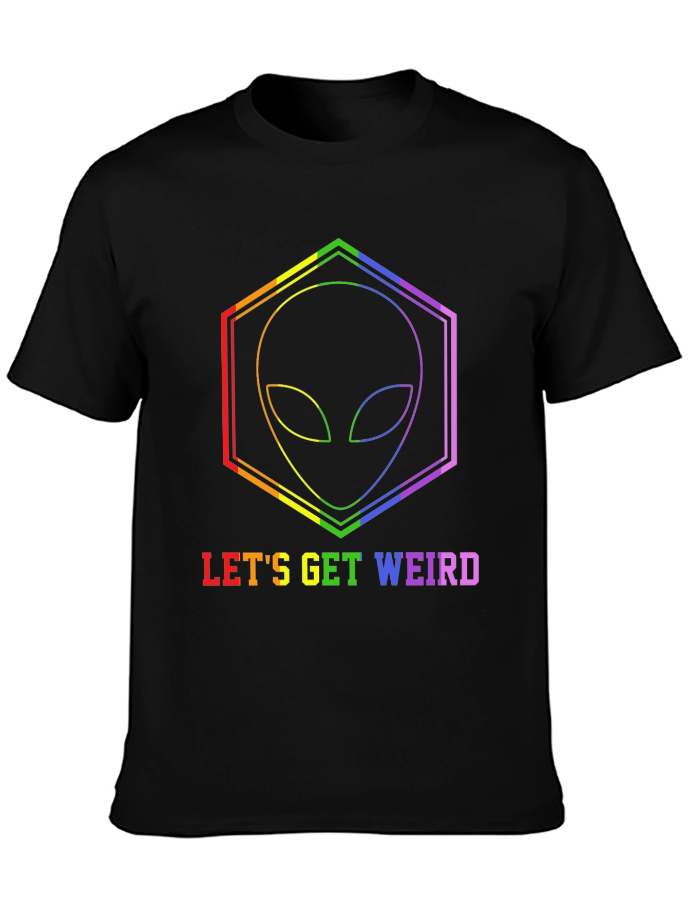 Camiseta Negra Alienígena LGBTQ Lets Get Weird
