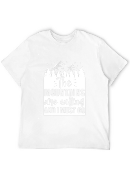 Camiseta Negra The Mountains Are Calling para Aventureros