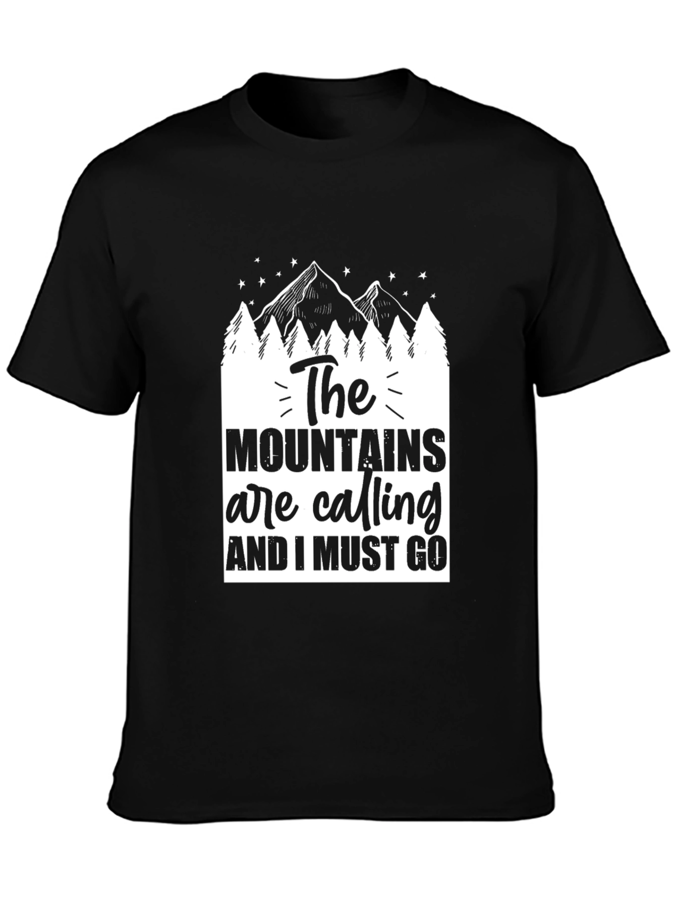 Camiseta Negra The Mountains Are Calling para Aventureros