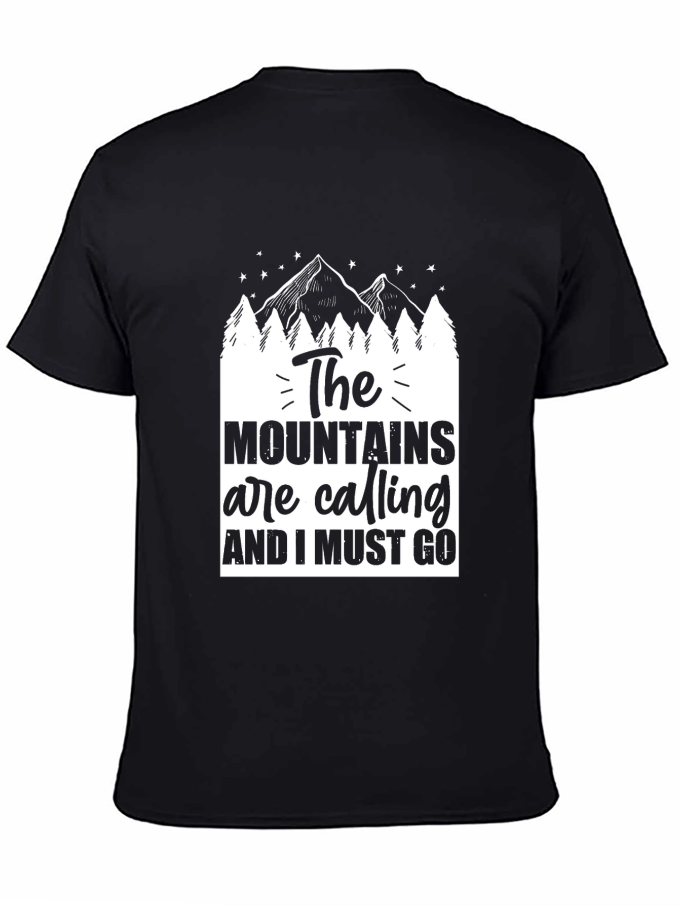 Camiseta Negra The Mountains Are Calling para Aventureros