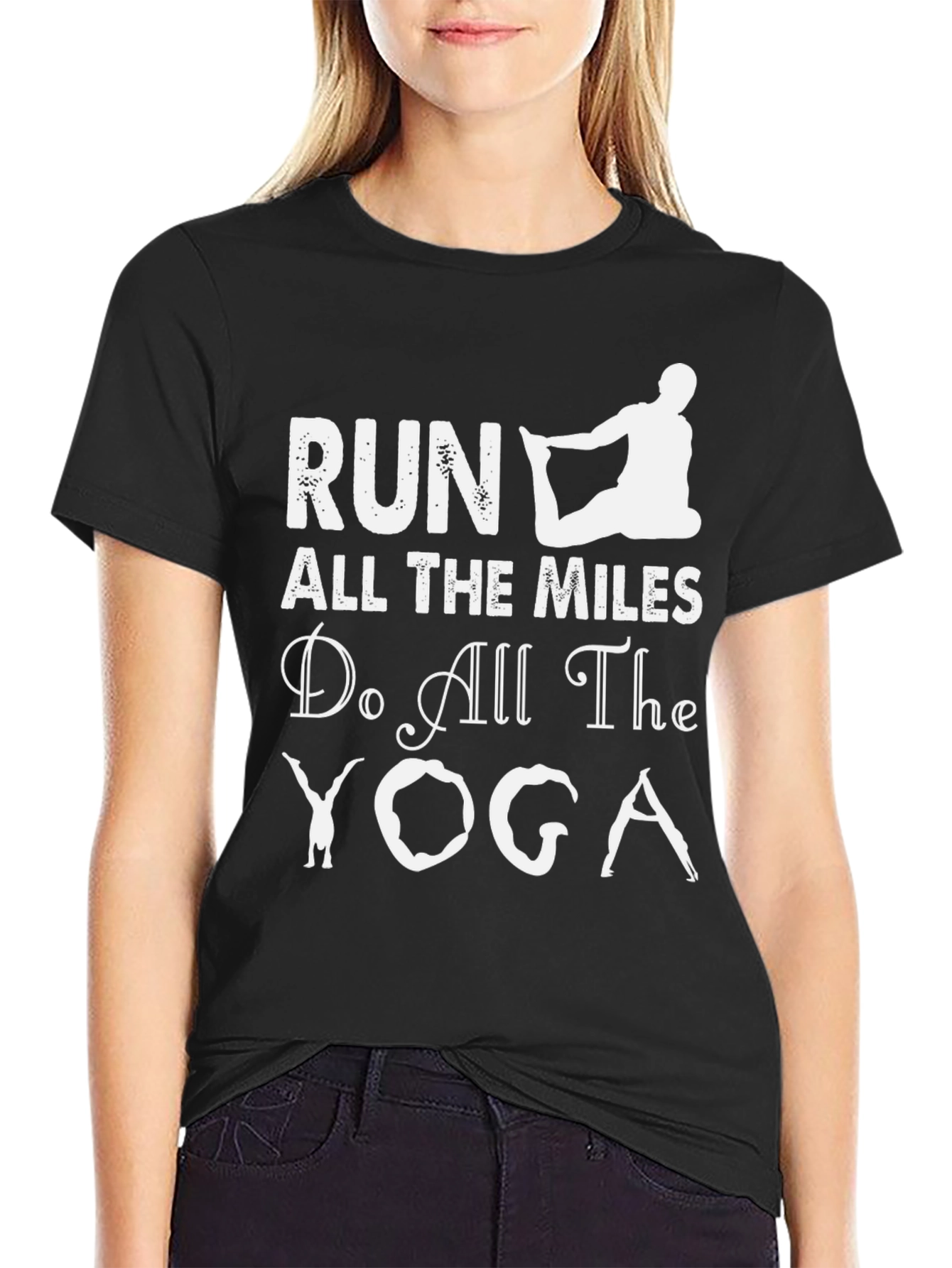 Camiseta Deportiva Negra: Run Yoga ¡Atrévete!