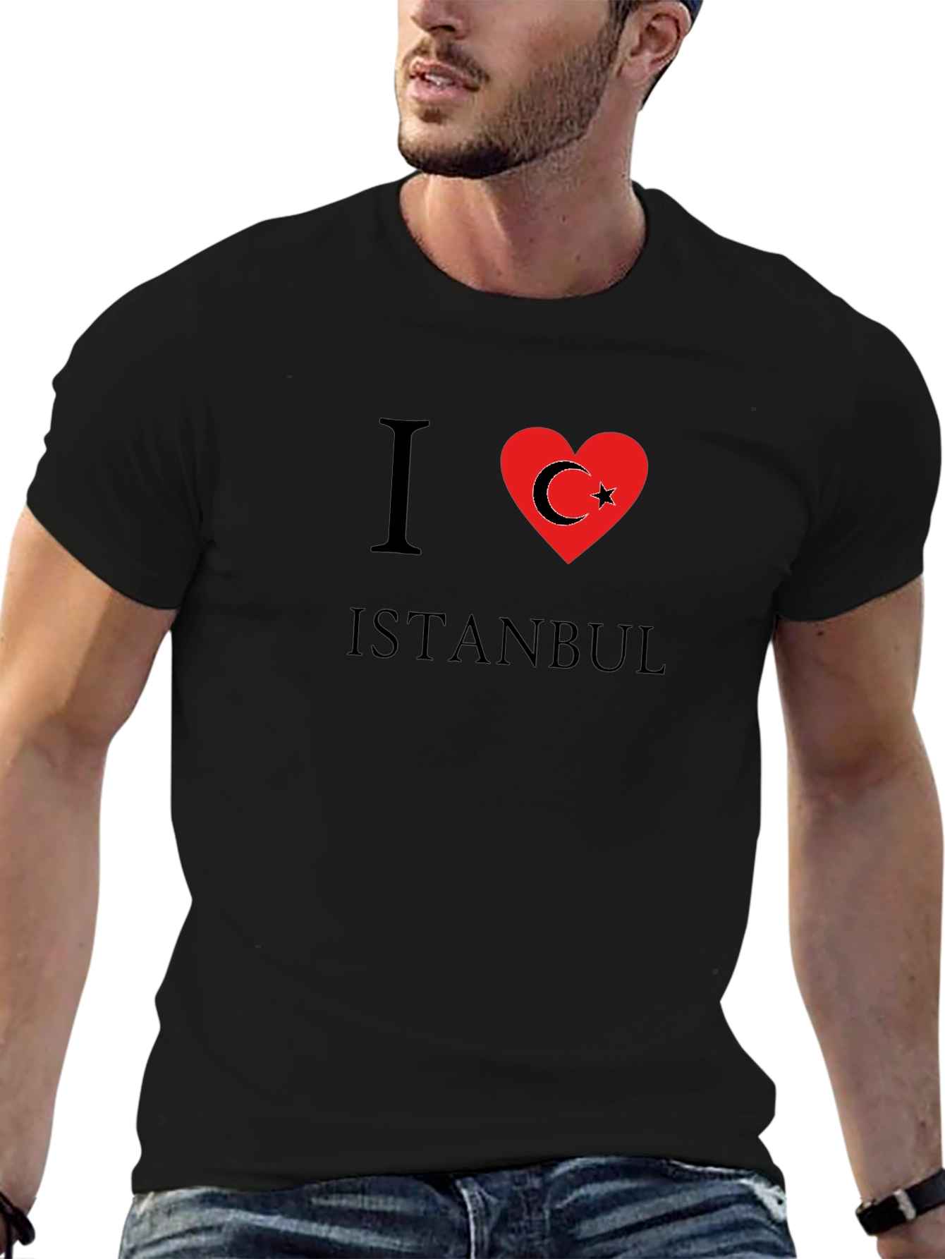 Camiseta Negra I ❤️ Istanbul para Hombre