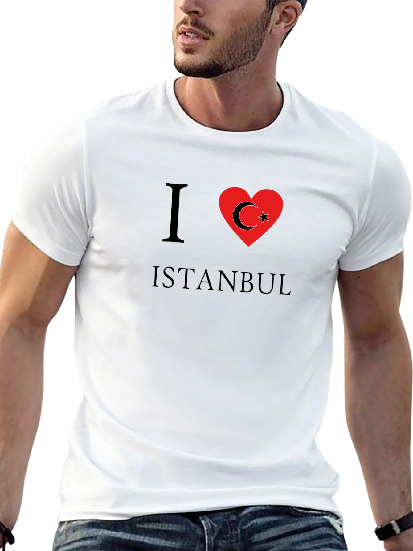 Camiseta Negra I ❤️ Istanbul para Hombre