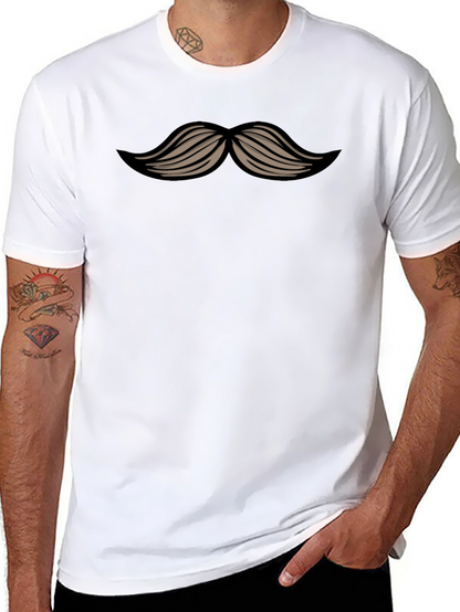 Camiseta Negra Bigote Divertida Casual Hombre