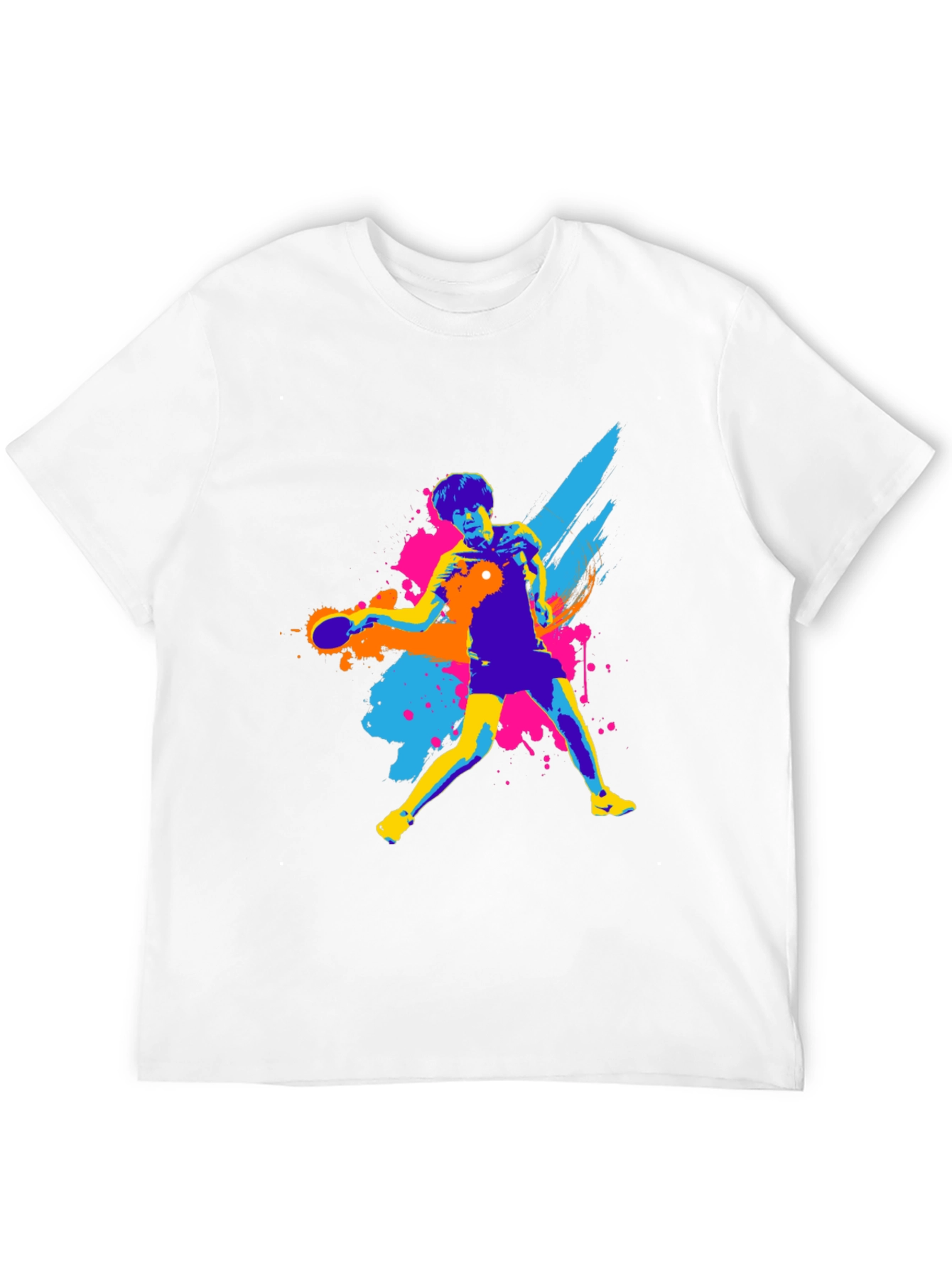 Camiseta Negra Estampada Tenis de Mesa