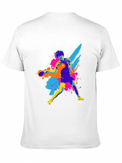 Camiseta Negra Estampada Tenis de Mesa