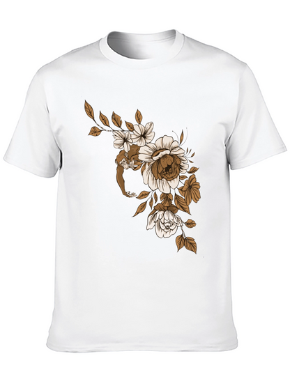 Camiseta Negra con Mono y Flores