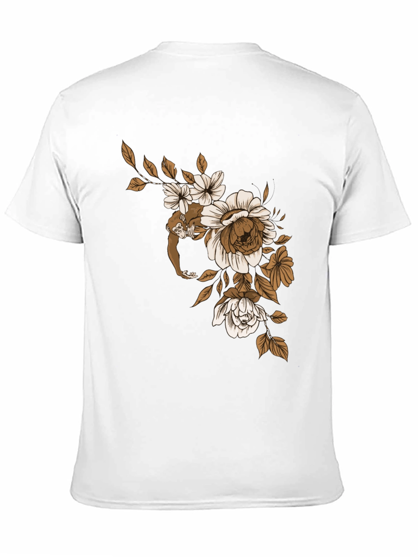 Camiseta Negra con Mono y Flores