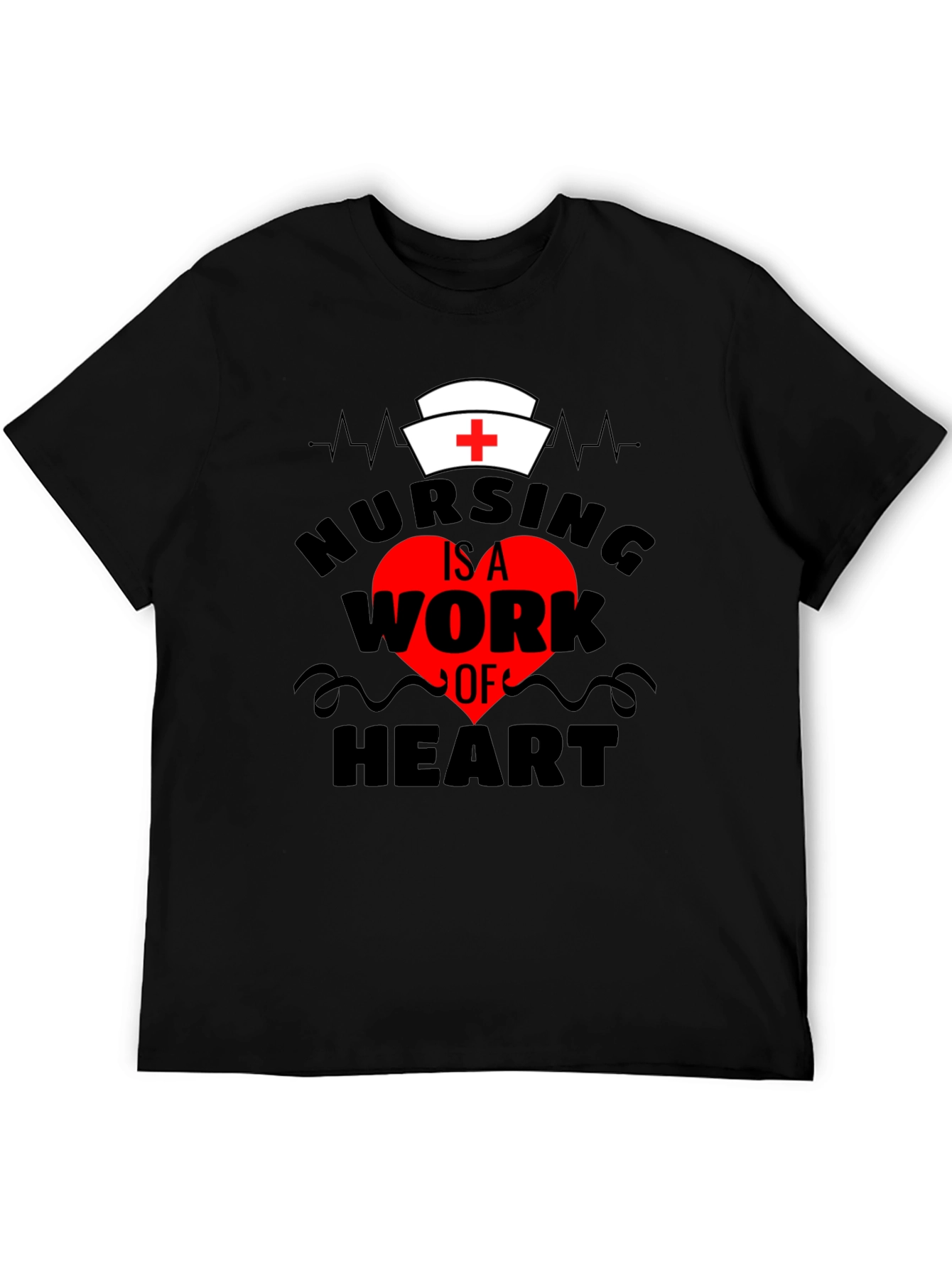 Camiseta Negra Nursing is a Work of Heart