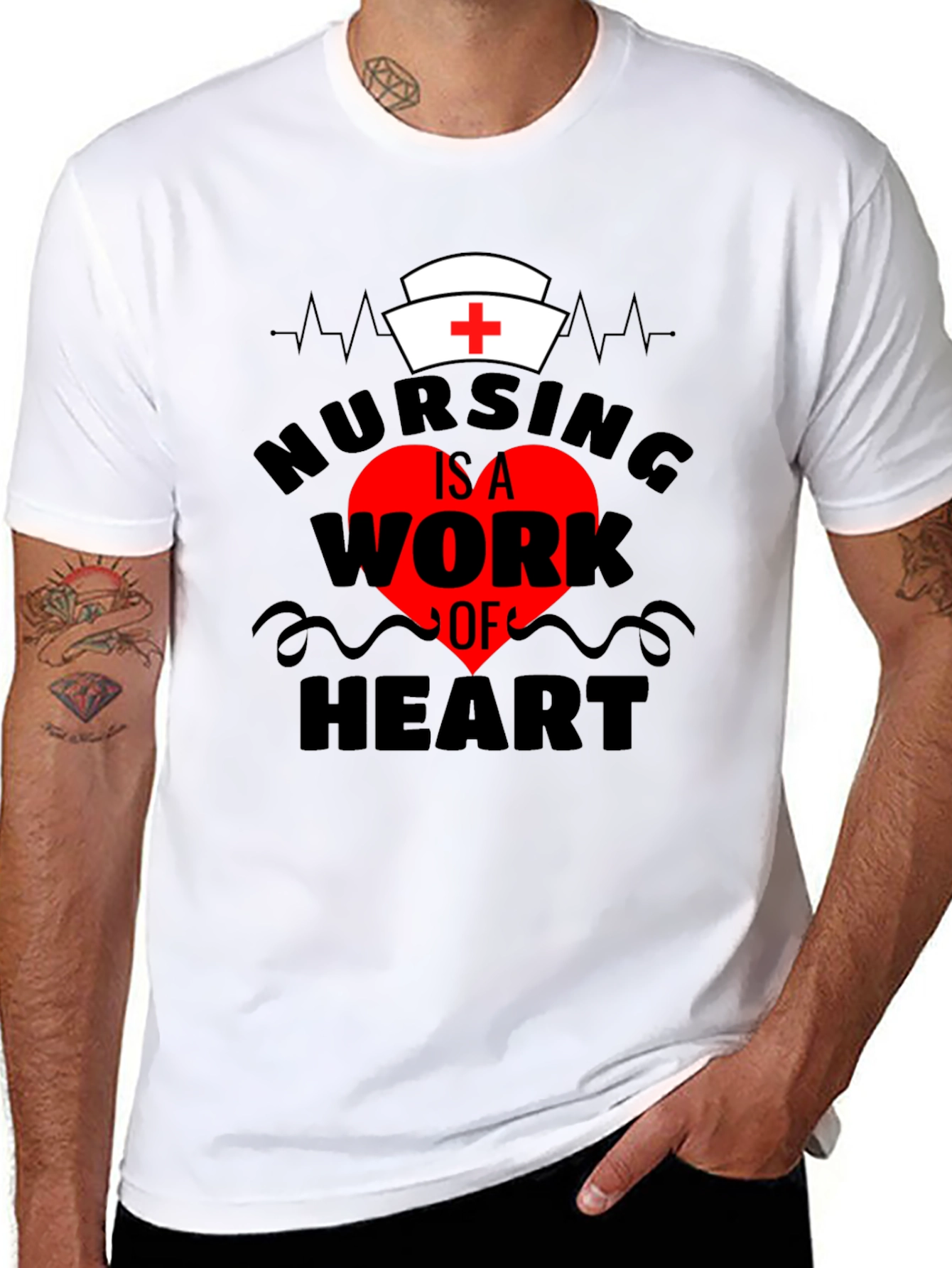 Camiseta Negra Nursing is a Work of Heart